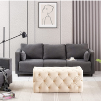 Melia Velvet Ottoman Bench Single - Cream