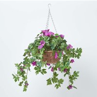 Homescapes Purple Petunia Artificial Hanging Basket Trailing Plant 80 cm - Purple