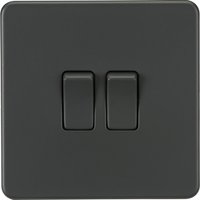 Screwless 10AX 2G 2-Way Switch - Anthracite 230V IP20 - Anthracite