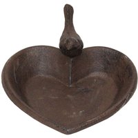 Brown Decorative Bird Rustic Heart Bird Bath Cast Iron - Brown