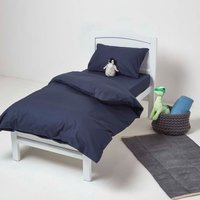 Egyptian Cotton Cot Bed Duvet Cover Set with Pillowcase 200 TC - Navy