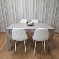 Kosy Koala, Grey Dining Table and 4 White Chairs Dining Set - Grey Kosy Koala, Grey Dining Table and 4 White Chairs Dining Set - Grey