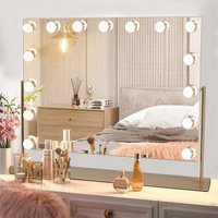 Large Hollywood Vanity Mirror Rotatable - Gold