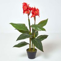 Homescapes Artificial Canna Lily Plant, 90 cm Tall - Green
