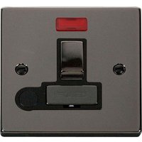 Black Nickel 13A Fused Ingot Connection Unit Switched With Neon With Flex - Black Nickel