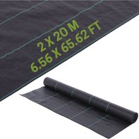 Weed Control Membrane 2 x 20m Roll for Gardens, Landscaping Artificial Grass - Black
