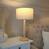 Victoria Light Wood Table Lamp Drum Shade - Yellow / Including Bulb