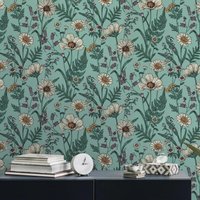Wild Meadow Wallpaper - Blue