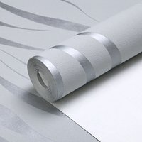 Wave Stripe Non-Woven Fabric Wallpaper Roll - Silver Grey