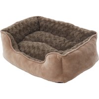 Non-Slip Short Plush Dog Bed with Removable Mattress - Khaki / Medium