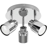 Benton IP44 Round 3 Way Adjustable Ceiling Light with Warm LED Bulbs - Silver