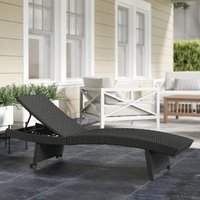 Outsunny Folding PE Rattan Sun Lounger - Black