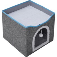 Foldable Cat Bed with Scratcher - Dark Grey