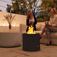 Outdoor Fire Pit with Ash Tray, Wood Burning Firepit with Fire Poker - Black
