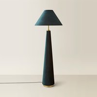 Martha Conical Velvet Midi Floor Lamp - Teal / No