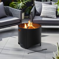 Outdoor Steel Fire Pit with Fire Poker - Black
