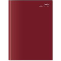 2026 Diary Week To View And Page A Day Desk Diary - Red / 15cm