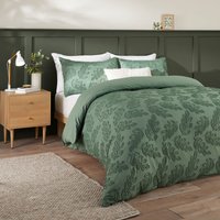 Seville Leaf Tufted Soft Touch Duvet Cover Set - Green / Single
