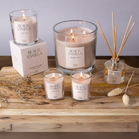 Black Vanilla Scented Candle Set and Reed Diffuser - Cream