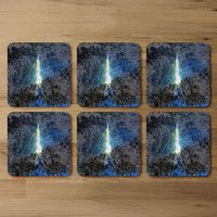 Eiffel Tower And Bark Coaster - Blue