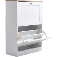 2 Drawer Flip Down Shoe Cabinet - White
