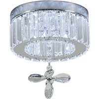 Modern Round Crystal Ceiling Light with Crystal Pendant - Silver