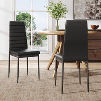 Set of 2 Faux Leather Armless High Back Dining Chairs - Black