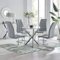 Selina Round Dining Table With Four Murano Chairs - Grey