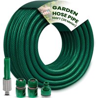 30M (100ft) Reinforced Hose Pipe Set with Spray Nozzles - Green