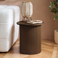 Fluted Side Table Axel Birlea Ribbed Curved - Walnut