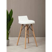 Stockholm White Leather Effect Seat Bar Stool - White