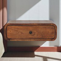 Solid Wood Avora Wall-Mounted Chestnut 1 Drawer Nightstand - Brown
