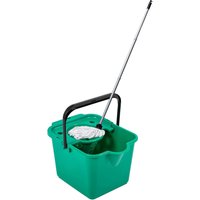 12L Green Cotton Mop and Bucket Set Complete With Pouring Lip - Green
