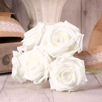 Bunch of 5 Foam Open Tea Rose - Bright White