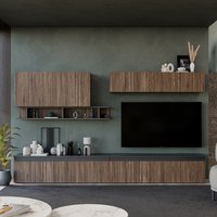 Toronto Wall Mounted Entertainment Center - Black and Alina Pattern