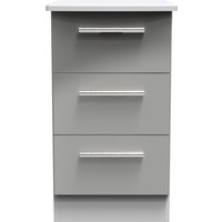 Knightsbridge Ready Assembled 3 Drawer Bedside Cabinet - Grey Gloss & Grey
