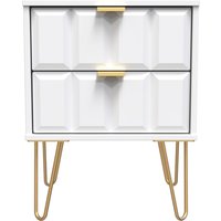 Cube Ready Assembled 2 Drawer Bedside Cabinet - White Matt