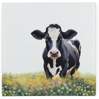 Friesian Cow Glass Hot Pot Stand - Heat Resistant Non-Slip Trivet - Black