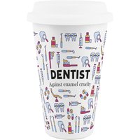 Novelty Dentist Ceramic Travel Mug - Reusable Drinks Cup Gift - White