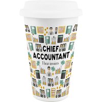 Novelty Chief Accountant Ceramic Travel Mug - Reusable Drinks Cup Gift - White