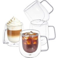 Eden & Willow Set of 4 Double Walled Borosilicate Glass Coffee Mugs - Clear / 11cm