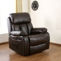 Chester Heated Leather Massage Recliner Chair - Brown