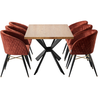 Vittorio Duke LUX Dining Set with a Table and Chairs Set of 6 - Wine