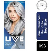 Schwarzkopf LIVE 098 Steel Silver Semi-Permanent Hair Colour - 098 Steel Silver / 1