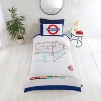 London Underground Reversible Duvet Cover Set with Pillowcase - Multi / Single