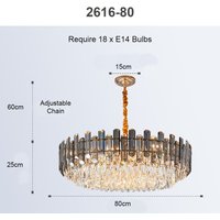 Smoky and Clear Crystal Gold Metal Postmodern Chandelier - smoky clear / 80cm