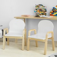 SoBuy Set of 2 Children Chairs, Wooden Height Adjustable Chairs - white