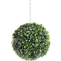 Best Artificial 23cm Green Boxwood Buxus Grass Hanging Basket Topiary Ball - Green