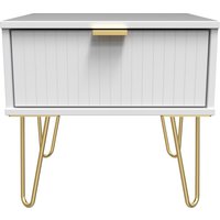 Linear Ready Assembled 1 Drawer Bedside Cabinet with Legs - White Matt