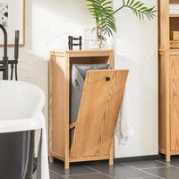 SoBuy Laundry Chest Bathroom Cabinet with Laundry Basket - Brown